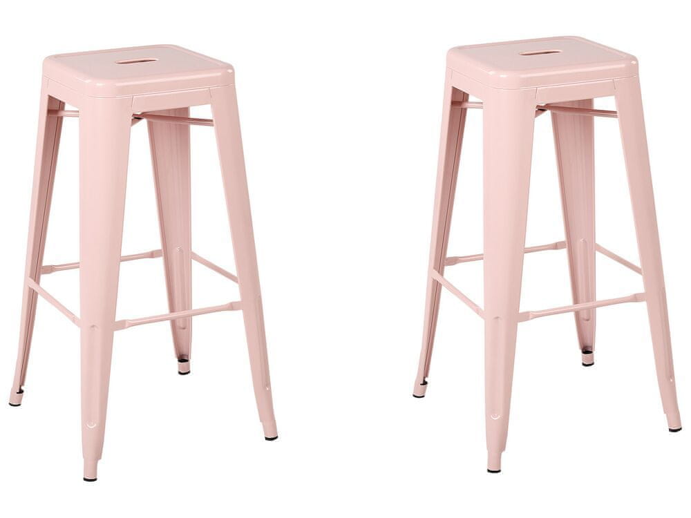 Beliani Sada 2 barových stoličiek 76 cm ružová CABRILLO